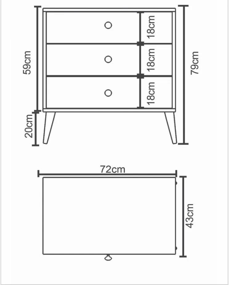 Συρταριέρα AMARI Δρυς/Ανθρακί Μοριοσανίδα 72x43x79cm - Ξύλο - 14870055