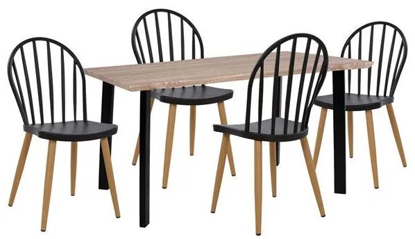 Σετ τραπεζαρίας C11020 5τμχ με Τραπέζι Sonama 110x70x75,5εκ. &amp; Καρέκλες Μαύρες