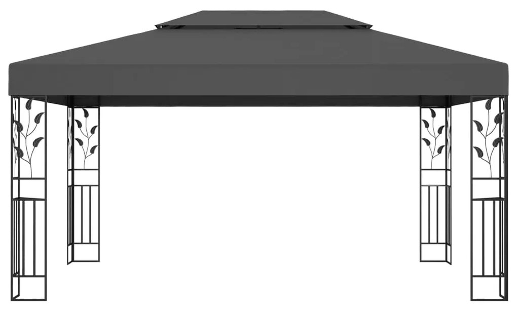 Κιόσκι με Διπλή Οροφή και Φωτάκια LED Ανθρακί 3 x 4 μ. 3070299