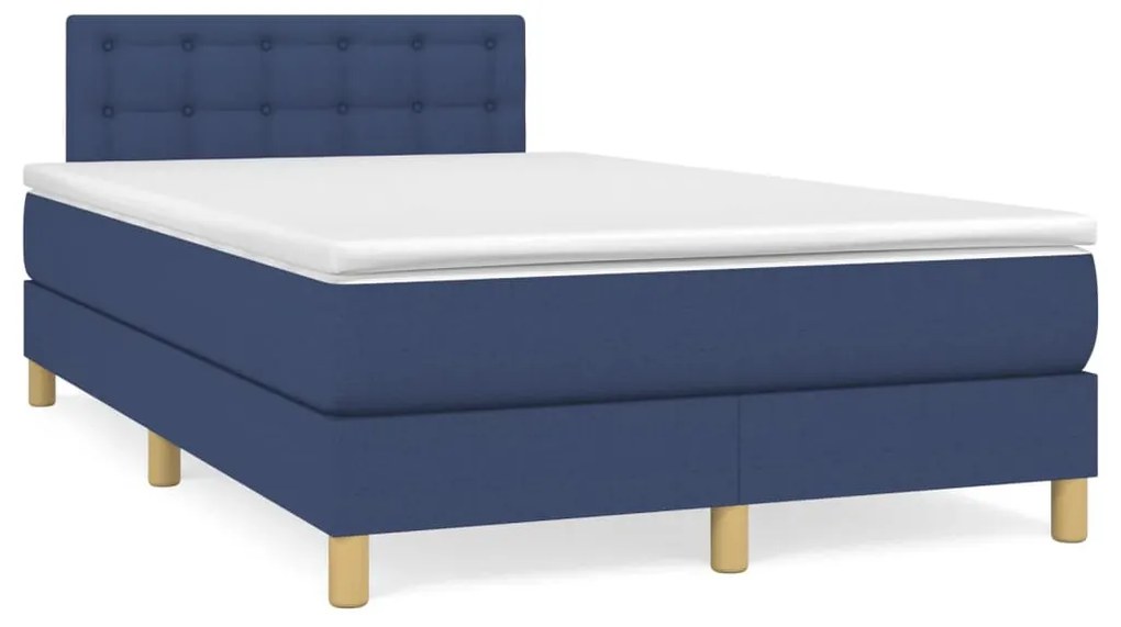 vidaXL Κρεβάτι Boxspring με Στρώμα Μπλε 120x200 εκ. Υφασμάτινο