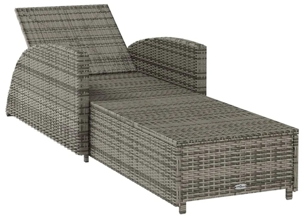 vidaXL Ξαπλώστρα Γκρι από Συνθετικό Ρατάν με Σκούρο Γκρι Μαξιλάρι