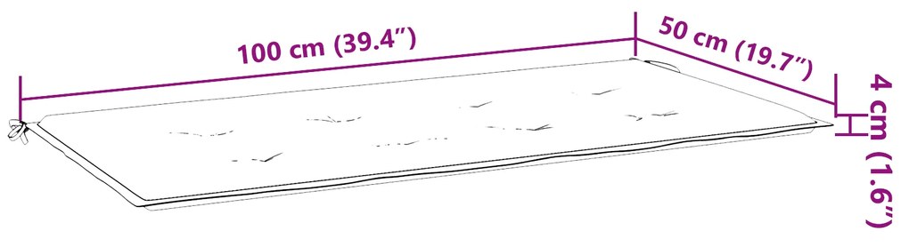 vidaXL Μαξιλάρι Παγκάκι Κήπου Τιρκουάζ 100x50x4 εκ Υλικό Οξφόρδης