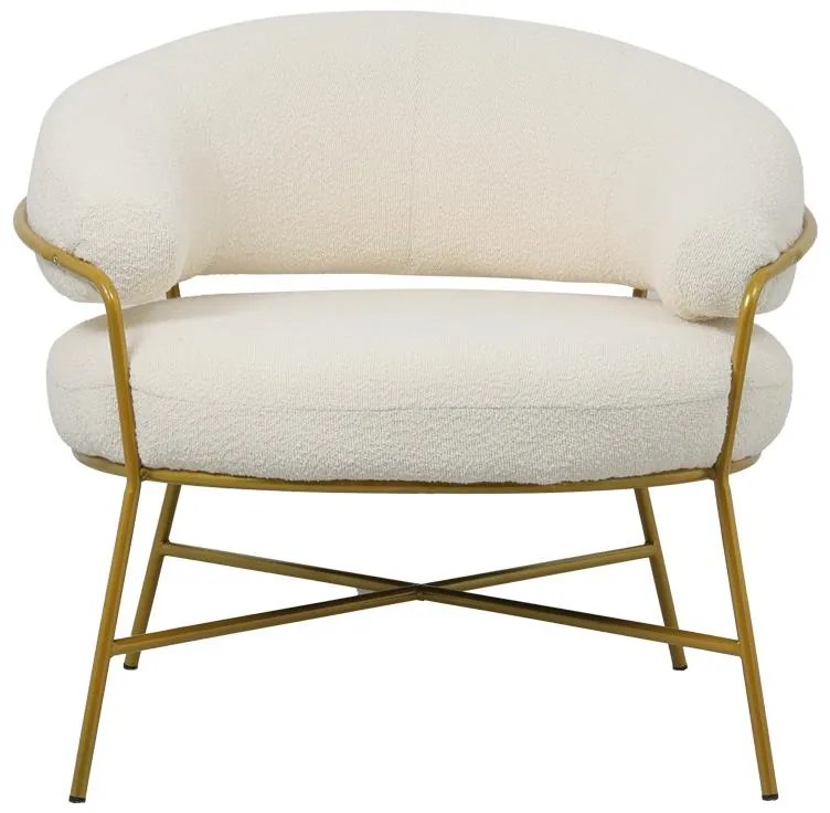 Πολυθρόνα Malu μπουκλέ κρεμ-πόδι χρυσό μέταλλο 84x79x76εκ 84x79x76 εκ.