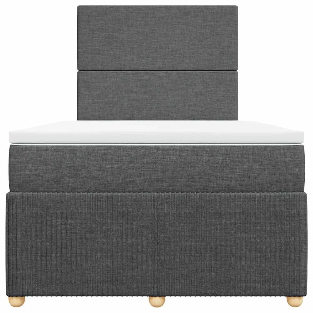vidaXL Κρεβάτι Boxspring με Στρώμα Σκούρο Γκρι 120x190 εκ Υφασμάτινο