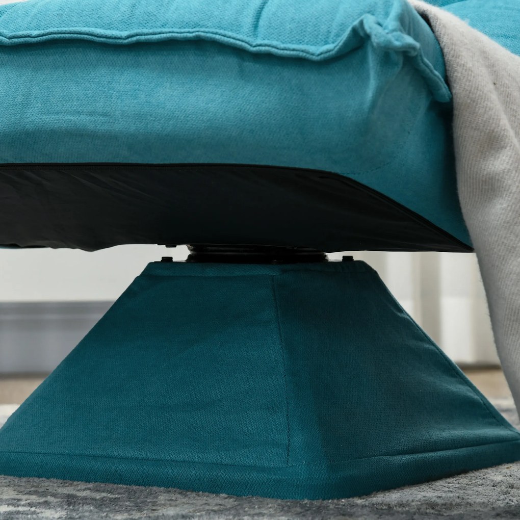 HOMCOM Πολυθρόνα Relax Πολυθρόνα Ανάγνωσης, Περιστρεφόμενη, Βελούδινη Όψη, 62 cm x 70 cm x 95 cm, Μπλε