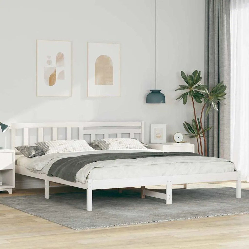 vidaXL Σκελετός Κρεβατιού Λευκό 180 x 200 cm Μασίφ ξύλο πεύκου