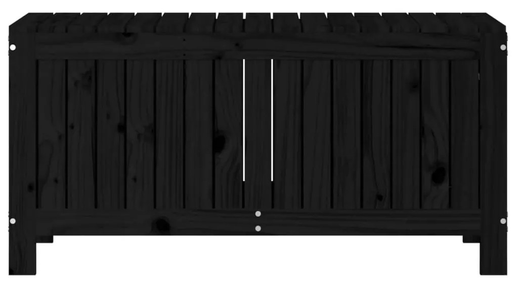 Κουτί Αποθήκευσης Κήπου Μαύρο 108x42,5x54 εκ. Μασίφ Ξύλο Πεύκου - Μαύρο