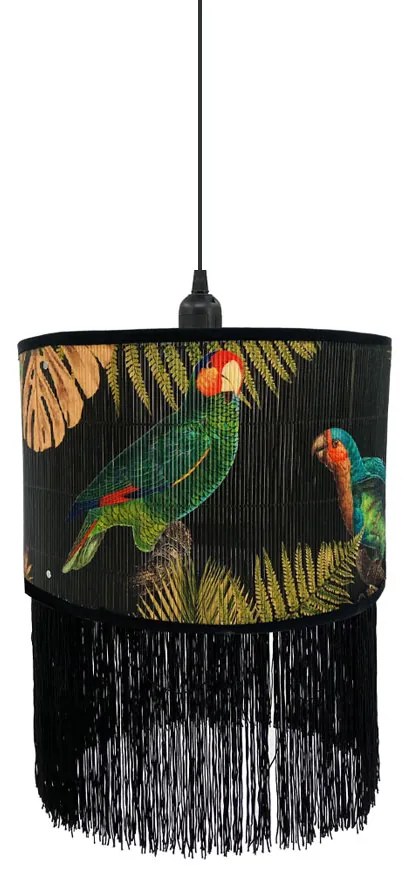 TROPICAL BIRDS A ΦΩΤΙΣΤΙΚΟ ΟΡΟΦΗΣ BAMBOO ΠΟΛΥΧΡΩΜΟ ΜΑΥΡΟ 30x30xH20cm - 029837