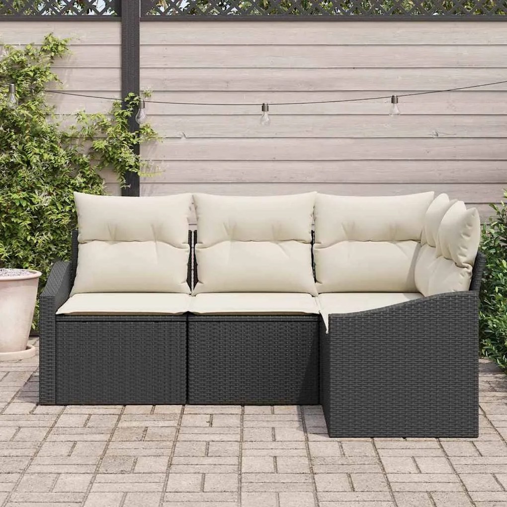 vidaXL Σετ Καναπέ Κήπου 4 pcs Μαύρο Πολυ ράταν