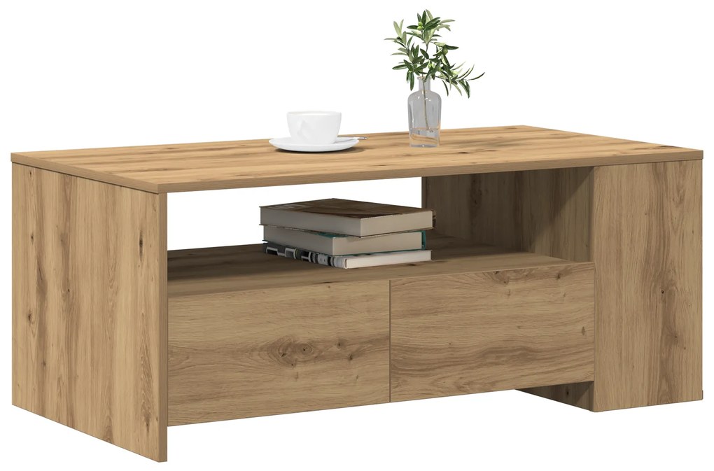 vidaXL Τραπέζι του καφέ - Δρυς Artisan - 102x55x43.5 εκ - Κατασκευασμένο από Επεξεργασμένο Ξύλο