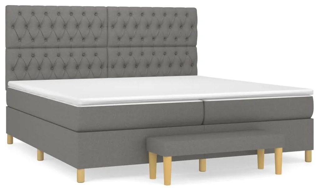vidaXL Κρεβάτι Boxspring με Στρώμα Σκούρο Γκρι 200x200 εκ. Υφασμάτινο