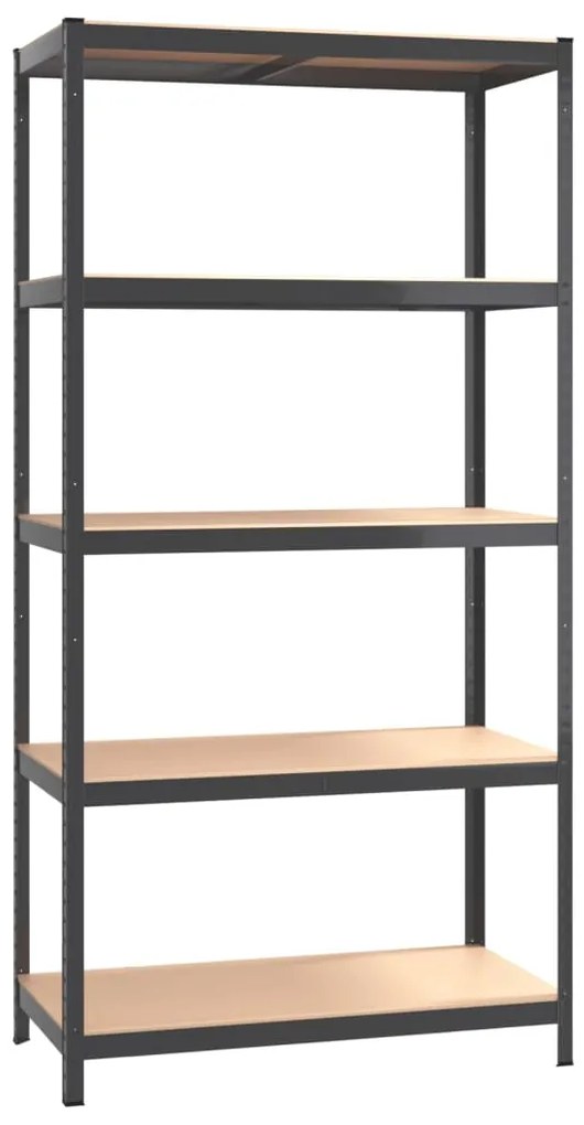 vidaXL Ραφιέρα Αποθήκευσης 5 Επιπέδων Ανθρακί από Ατσάλι &amp; Επεξ. Ξύλο