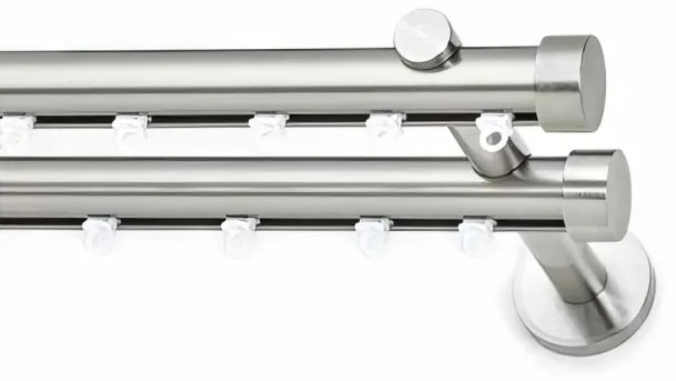 Μεταλλικός Σιδηρόδρομος Τοίχου διπλός Anartisi Aluminium Rail Collection ILIOS TAPO Ø25 σε χρώμα ΙΝΟΞ ΓΥΑΛΙΣΤΕΡΟ (INOX POLISHED) 160 εκ