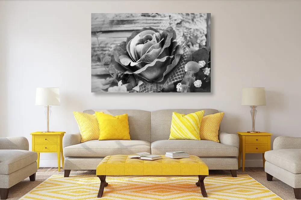 Εικόνα ενός vintage τριαντάφυλλου σε ασπρόμαυρο - 120x80