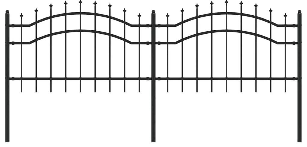 vidaXL Φράχτης Κήπου με Κορυφή Δόρυ Μαύρος 239x75 εκ. από Ατσάλι με Ηλεκτροστατική Βαφή