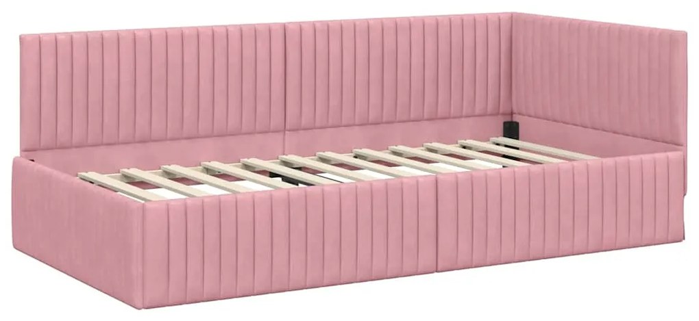 vidaXL Κρεβάτι Γωνίας με κεφαλάρι Ροζ 100 x 200 cm Βελούδο