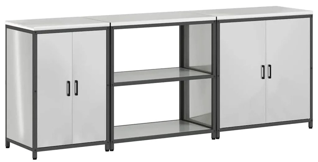 vidaXL Σετ Αποθήκευσης Κουζίνας με ράφι Άλλο 3 pcs Ασημί 210 x 50 x 92 εκ