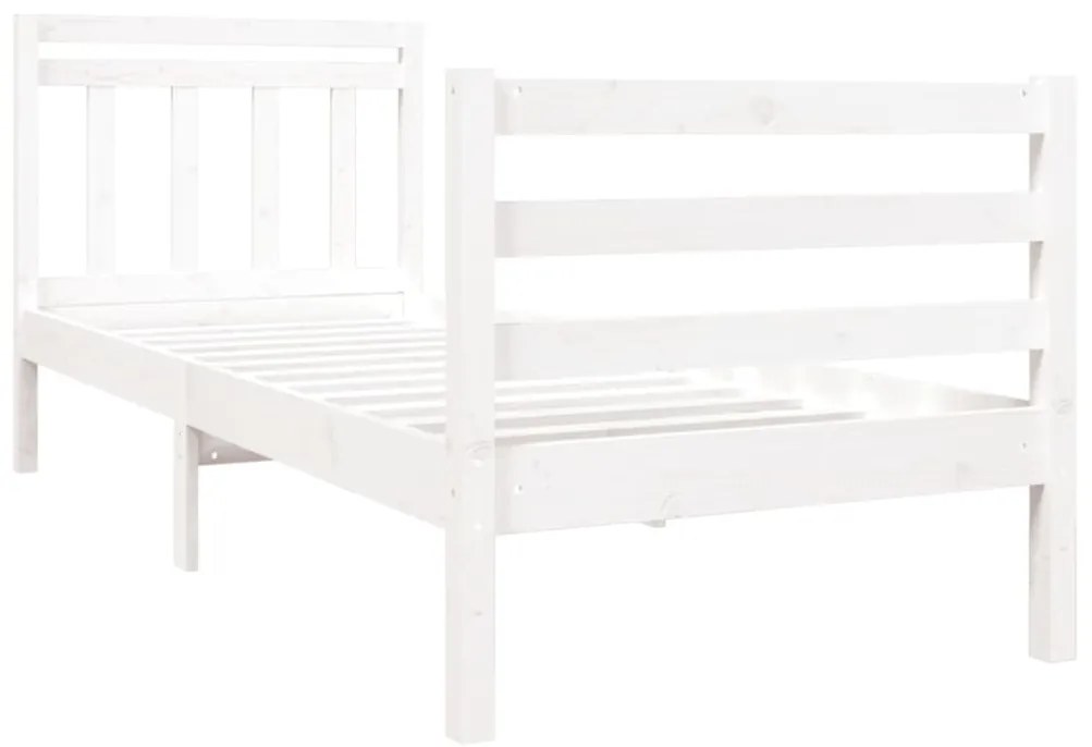 vidaXL Πλαίσιο Κρεβατιού Λευκό 90 x 190 εκ. Μασίφ Ξύλο Single