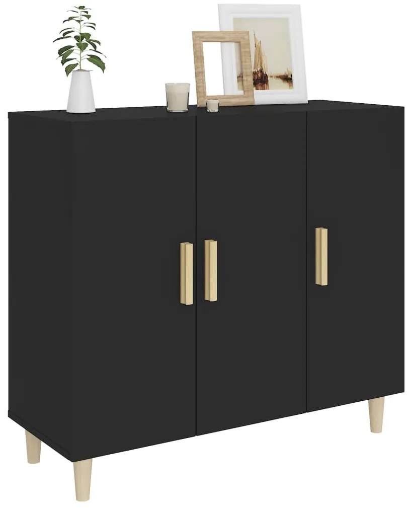vidaXL Ντουλάπι Μαύρο 90 x 34 x 80 εκ. από Επεξεργασμένο Ξύλο