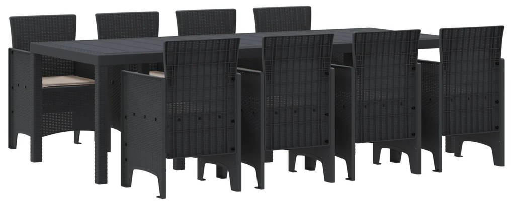vidaXL Σετ Σερβίρισματος Κήπου 9 pcs Ανθρακί 250 x 100 x 73 εκ