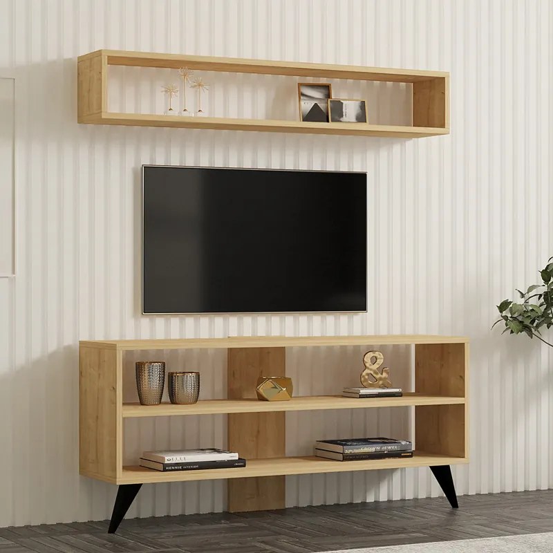 Σύνθετο σαλονιού Prestige pakoworld σε oak απόχρωση 120x29,6x50εκ - 120-000536