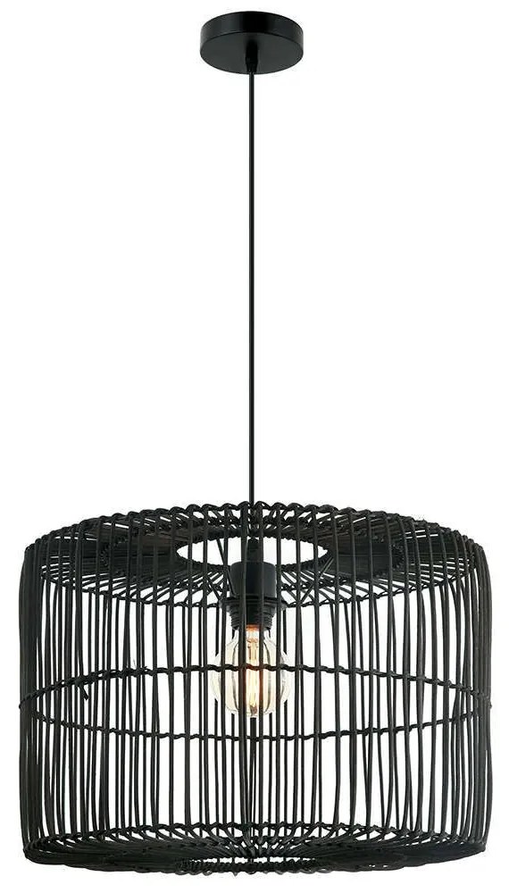 Φωτιστικό Οροφής 20239 1xE27 Max 40W Rattan Black Rattan