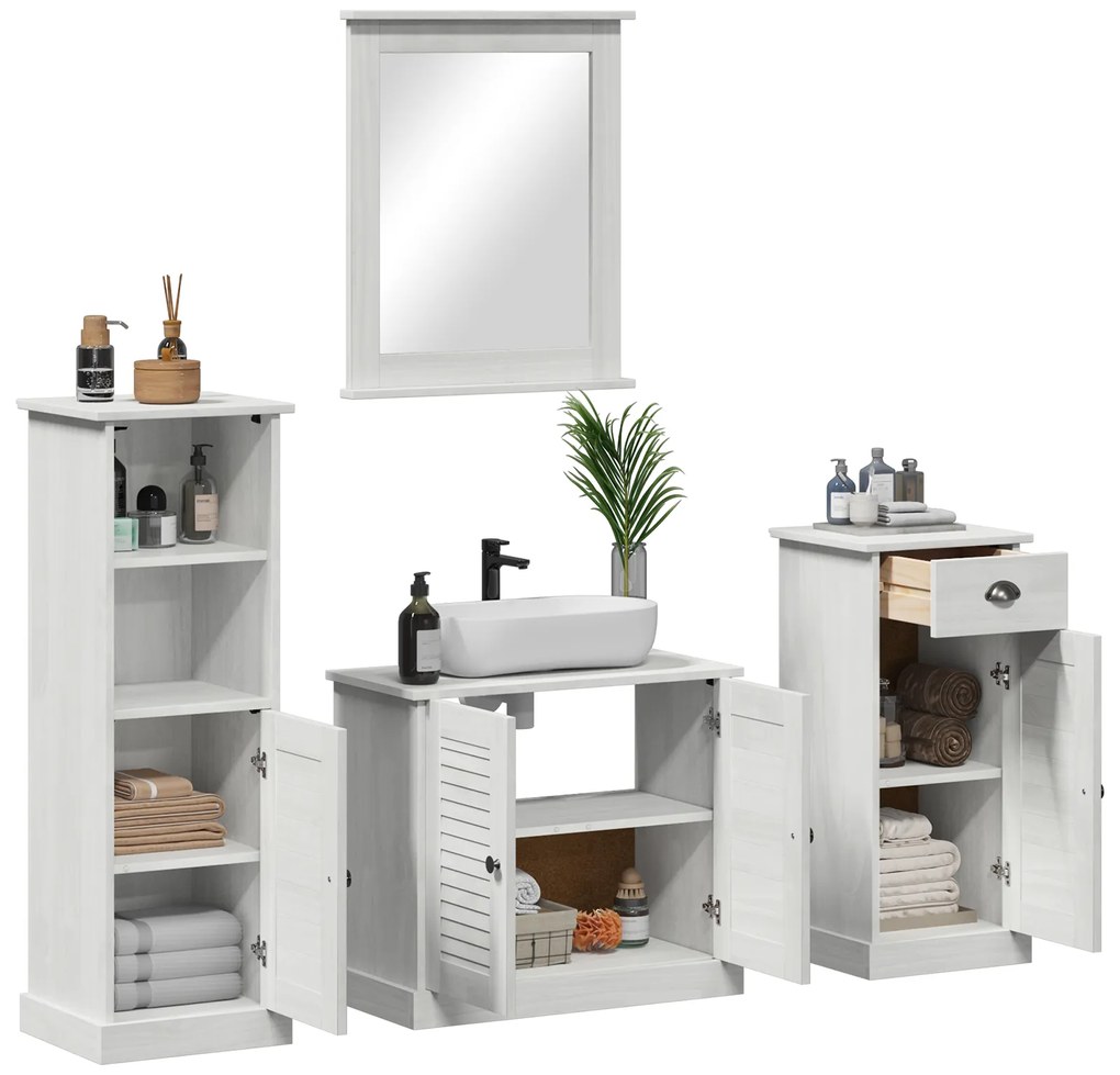 vidaXL Σετ Επίπλων Μπάνιου 3 pcs Λευκό αντικέ 37 x 34 x 110 εκ