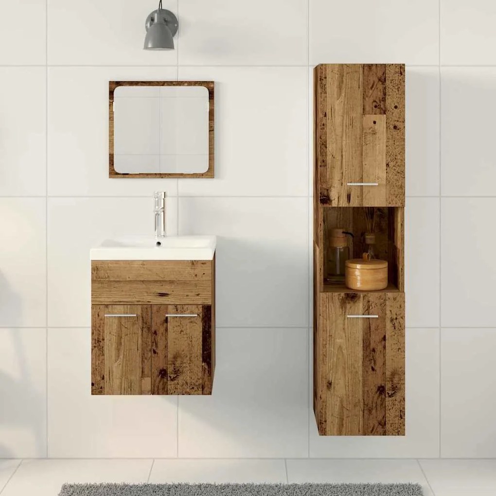 vidaXL Σετ Επίπλων Μπάνιου με πόρτα 3 pcs Παλιό Ξύλο 41 x 38.5 x 46 cm