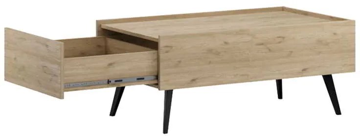 Τραπέζι σαλονιού με συρτάρι Tema pakoworld σε oak απόχρωση 103x60x44εκ