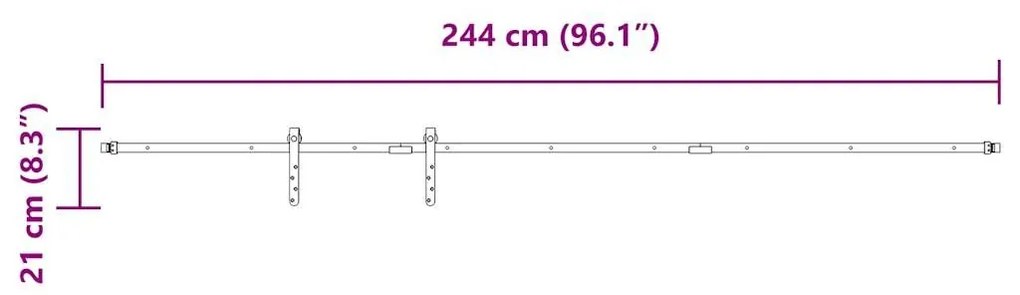 Κιτ συρόμενης πόρτας γραφείου 244 cm από ανθρακούχο χάλυβα