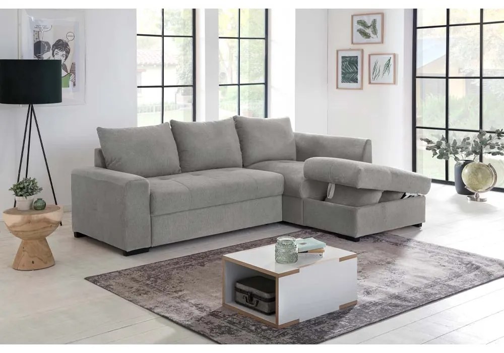 BILL ΚΑΝΑΠΕΣ ΚΡΕΒΑΤΙ ΓΩΝΙΑ ΔΕΞΙΑ ΓΚΡΙ 241x173x94 - 70-0406