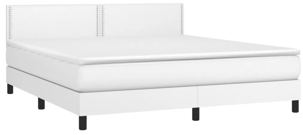 vidaXL Κρεβάτι Boxspring με Στρώμα Λευκό 180x200 εκ. Συνθετικό Δέρμα