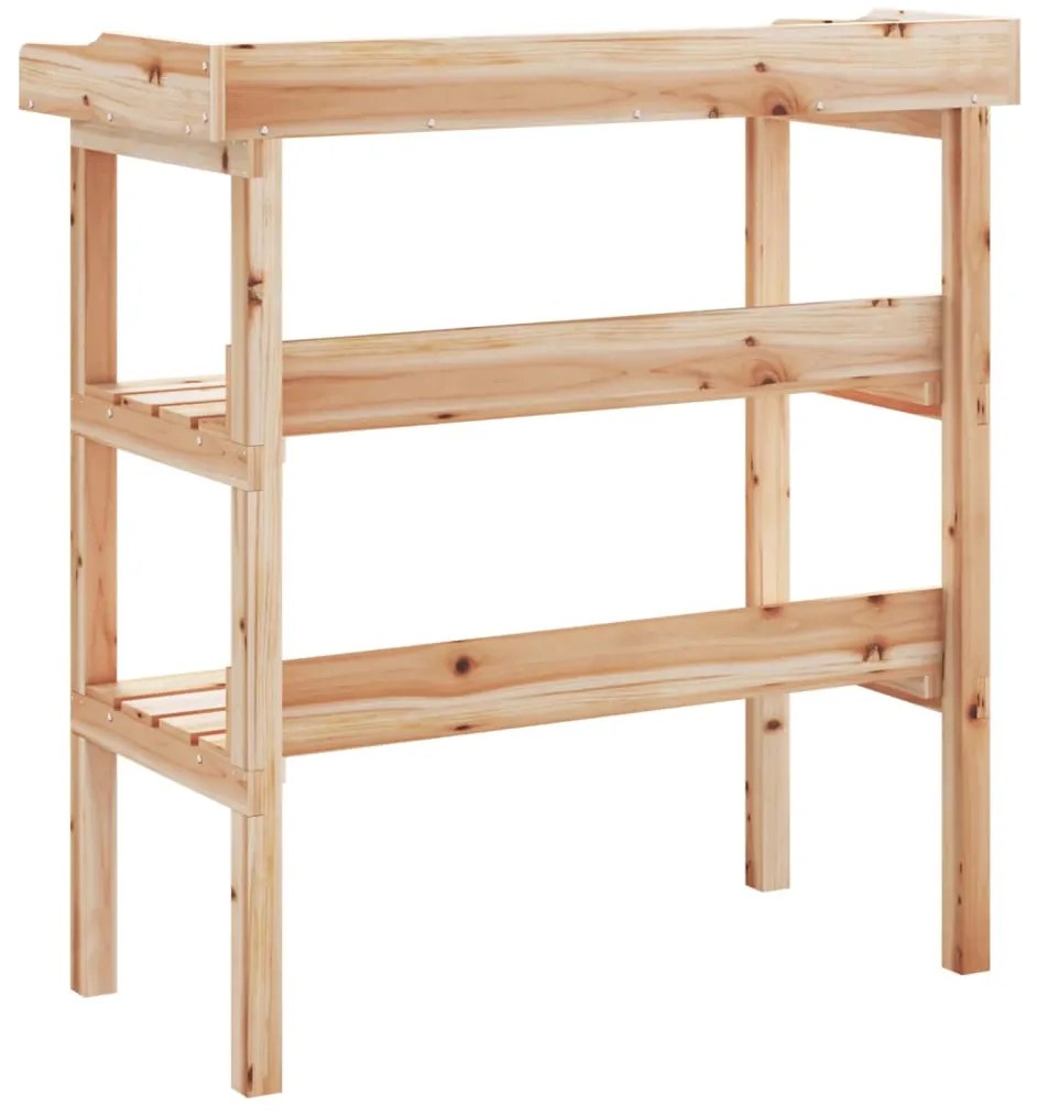 vidaXL Τραπέζι Φυτών με Ράφια 78 x 38 x 82,5 εκ. από Μασίφ Ξύλο Ελάτης