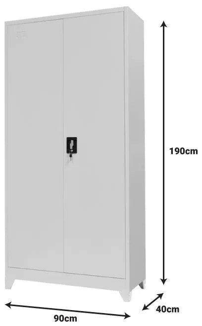 Ντουλάπα Urgen Μεταλλική Ανοιχτό γκρί 90x40x190 εκ. 90x40x190 εκ.