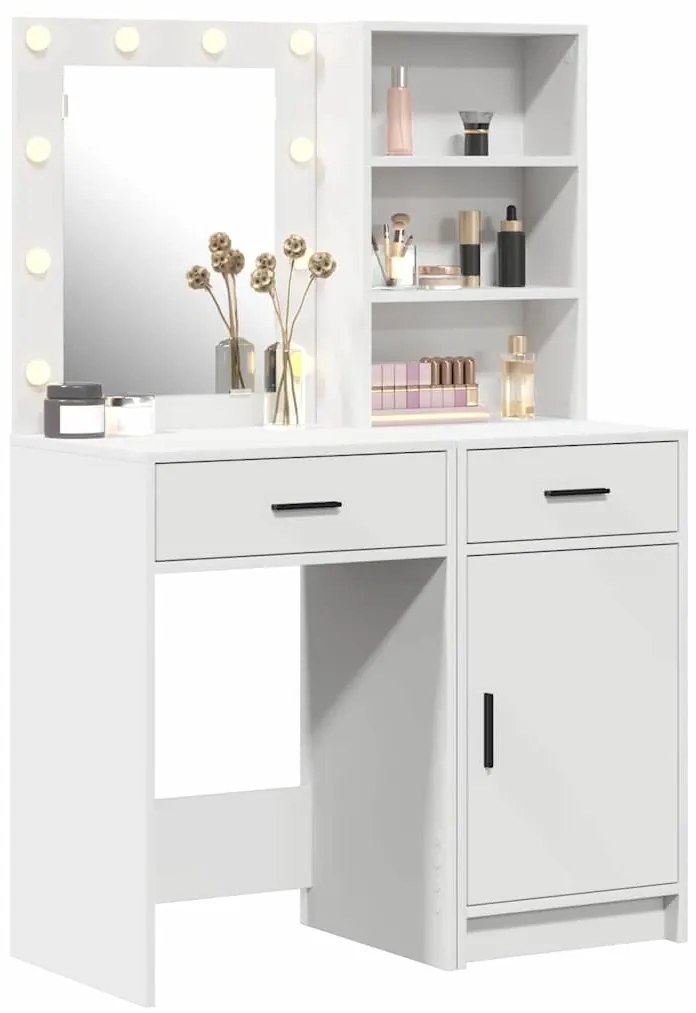 vidaXL Σετ Τραπεζιού Μακιγιάζ με συρτάρι 2 pcs Λευκό 50 x 41 x 135 εκ