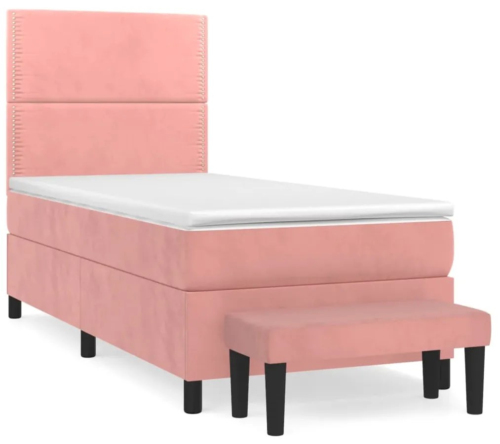 ΚΡΕΒΑΤΙ BOXSPRING ΜΕ ΣΤΡΩΜΑ ΡΟΖ 90X190 ΕΚ. ΒΕΛΟΥΔΙΝΟ 3137760