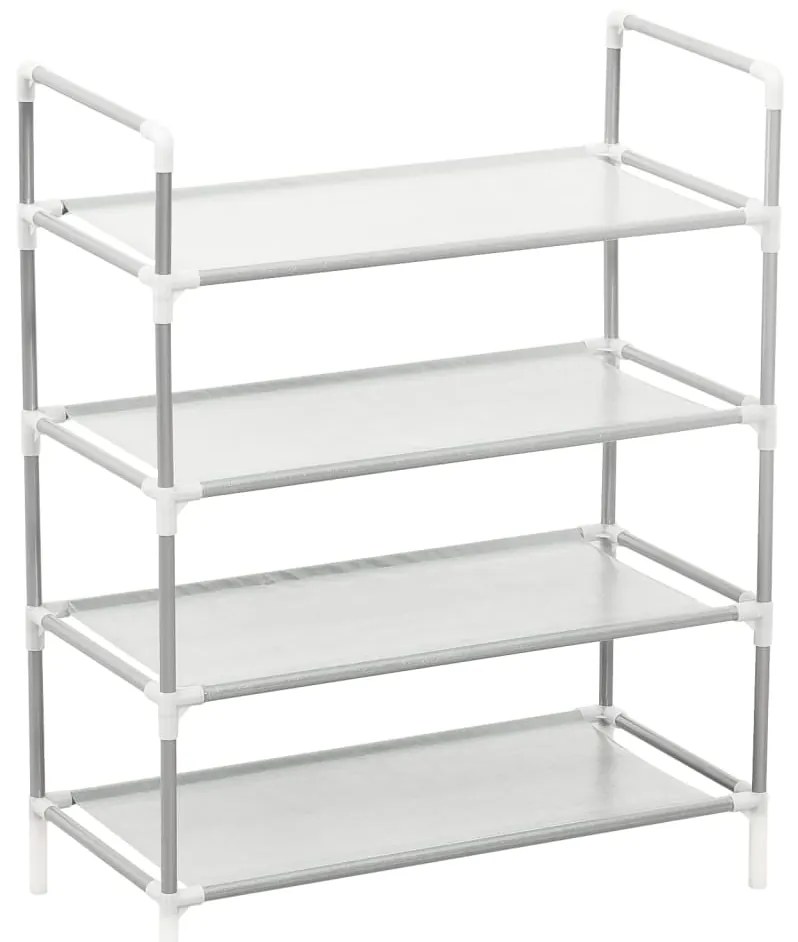 vidaXL Παπουτσοθήκη με 4 Ράφια Ασημί από Μέταλλο και Ύφασμα Non Woven