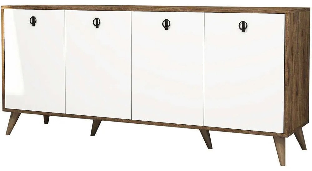 Μπουφές Elite 389MZA1130 180x45x80cm Walnut-White Particle Board, Melamine