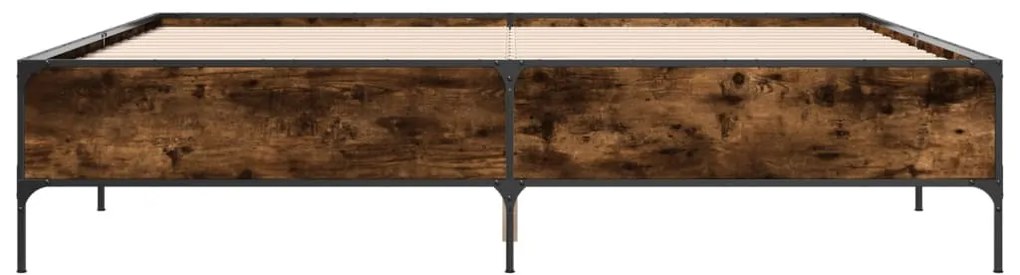 vidaXL Πλαίσιο Κρεβατιού Καπνιστή Δρυς 180x200εκ. Επεξ. Ξύλο &amp; Μέταλλο