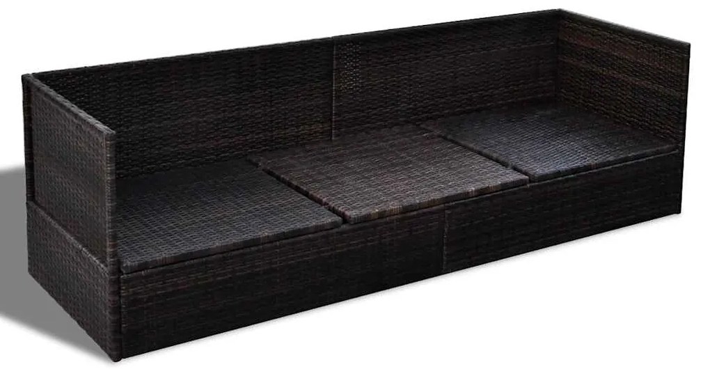 vidaXL Ξαπλώστρα Καφέ 200 x 60 x 58 εκ. συνθετικό ρατάν