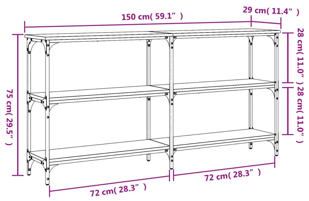 Τραπέζι Κονσόλα Καπνιστή Δρυς 150x29x75 εκ. Επεξεργασμένο Ξύλο - Καφέ