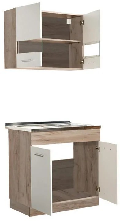 Έτοιμη Σύνθεση Κουζίνας Dalila 80S Γκρί Δρύς - Λευκό 80x51,5x206,5 εκ. 80x51.5x206.5 εκ.