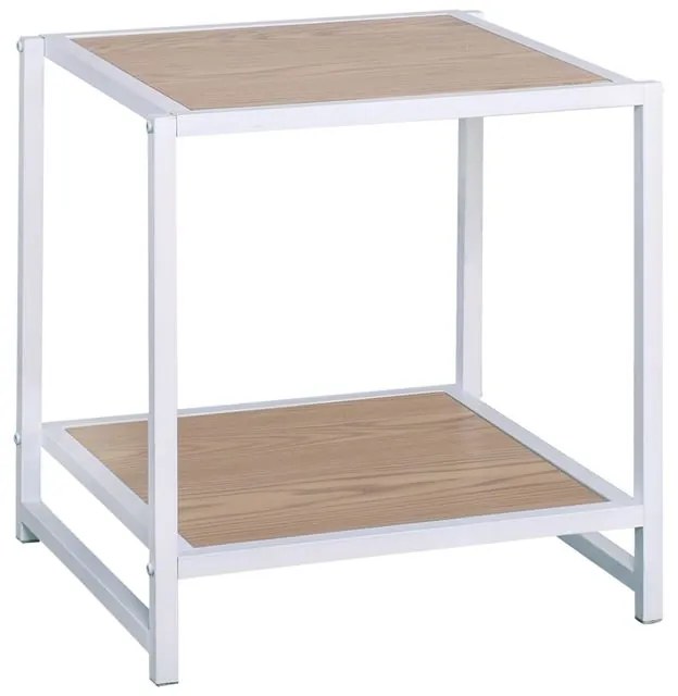 ATOS Κομοδίνο Μέταλλο Βαφή Άσπρο - Mdf Φυσικό  48x44x50cm Ε8012,2
