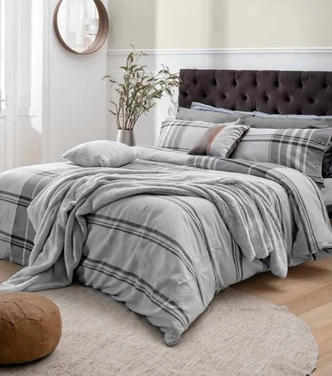 Amo la Casa Σετ Σεντόνια King Size Φανελένια με Λάστιχο 180×200/240×290 – Bio Μπλε