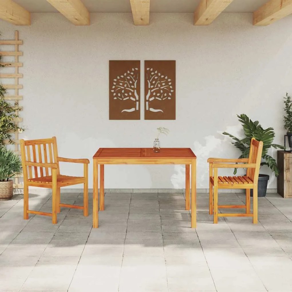 vidaXL Σέτ φαγητού για κήπο 3 pcs Καφέ Μασίφ ξύλο ακακίας