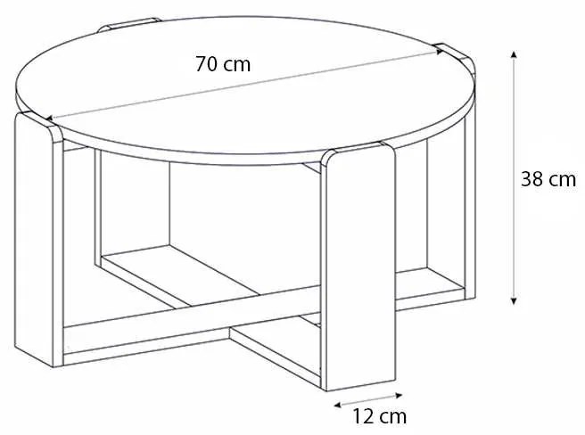 Τραπεζάκι σαλονιού Rebel Megapap χρώμα rota oak - sandstone Ø70x38εκ.