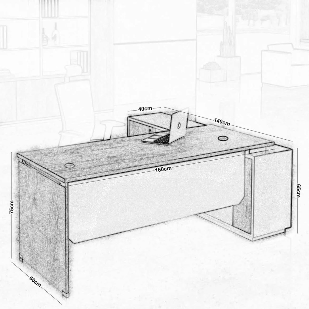 Γραφείο PROJECT -Αρ-160x140x75cm Γωνία Sonoma/Γκρι