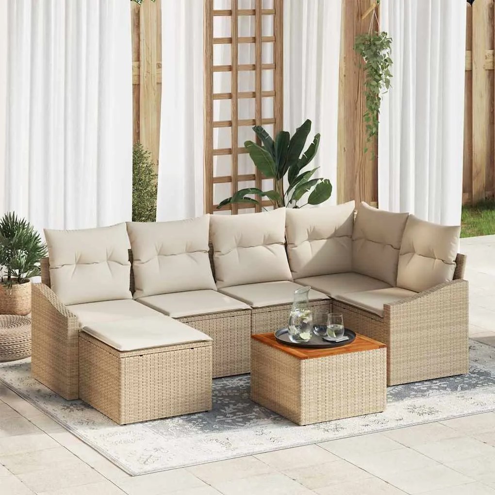 vidaXL Σετ Καναπέ Κήπου 7 pcs Beige, λευκό