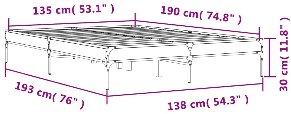 ΠΛΑΙΣΙΟ ΚΡΕΒΑΤΙΟΥ SONOMA ΔΡΥΣ 135X190 ΕΚ. ΕΠΕΞ. ΞΥΛΟ &amp; ΜΕΤΑΛΛΟ 845042