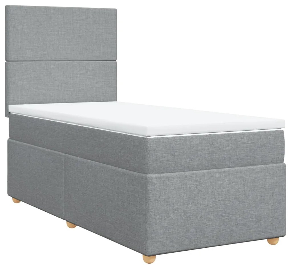 ΚΡΕΒΑΤΙ BOXSPRING ΜΕ ΣΤΡΩΜΑ ΑΝΟΙΧΤΟ ΓΚΡΙ 90X190 ΕΚ. ΥΦΑΣΜΑΤΙΝΟ 3291128